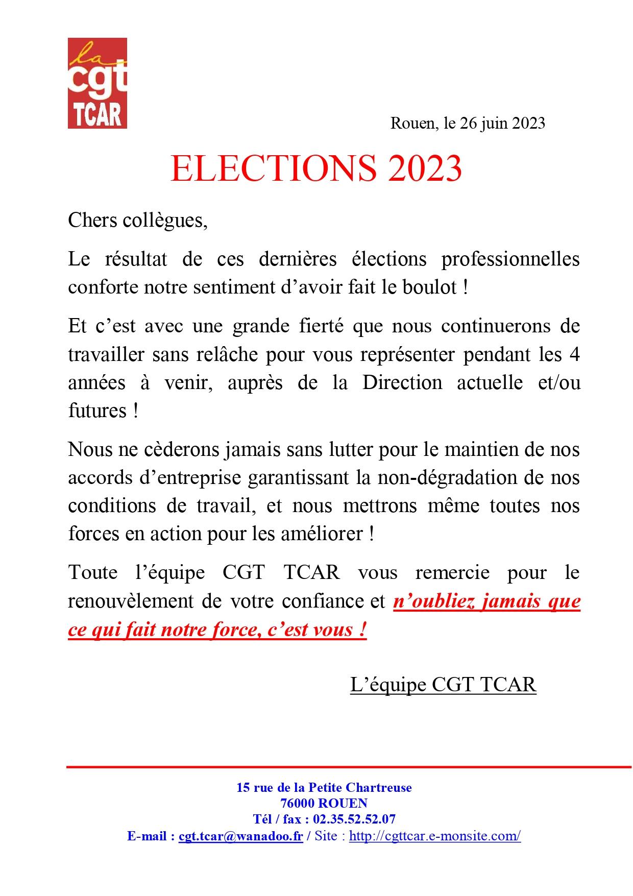 Tract elections 2023 du 26 juin 2023